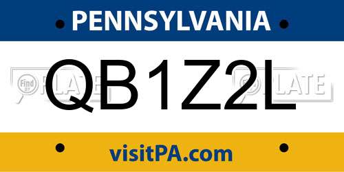 QB1Z2L Pennsylvania License Plate