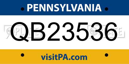 QB23536 Pennsylvania License Plate