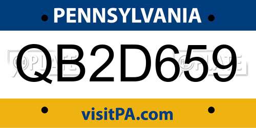 QB2D659 Pennsylvania License Plate