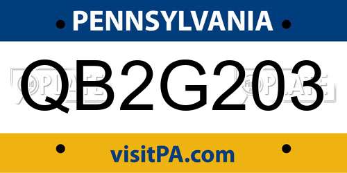 QB2G203 Pennsylvania License Plate