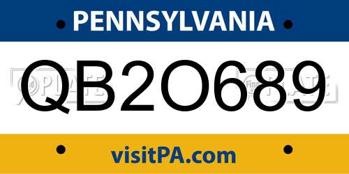 QB2O689 Pennsylvania License Plate