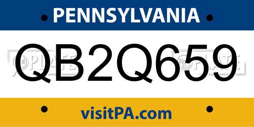 QB2Q659 Pennsylvania License Plate