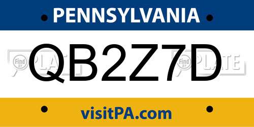 QB2Z7D Pennsylvania License Plate