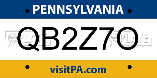 QB2Z7O Pennsylvania License Plate