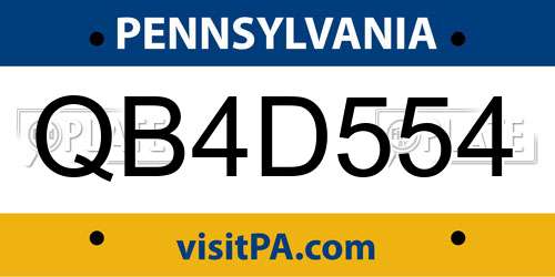 QB4D554 Pennsylvania License Plate