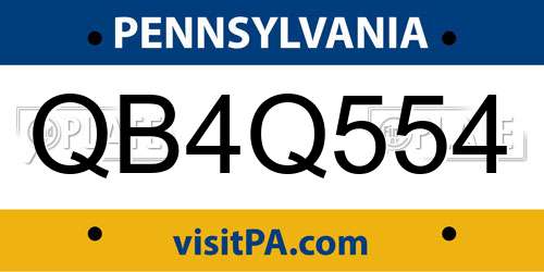 QB4Q554 Pennsylvania License Plate