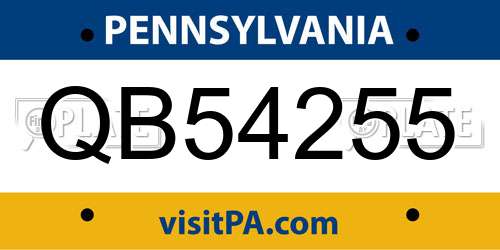 QB54255 Pennsylvania License Plate