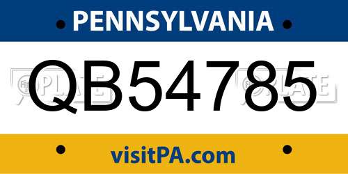 QB54785 Pennsylvania License Plate