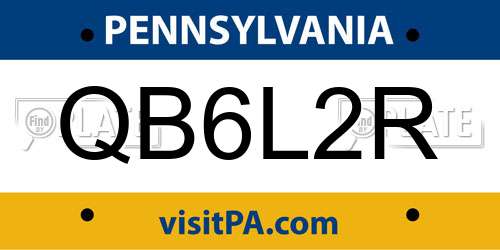 QB6L2R Pennsylvania License Plate