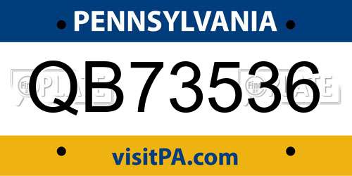 QB73536 Pennsylvania License Plate