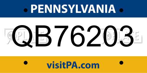QB76203 Pennsylvania License Plate
