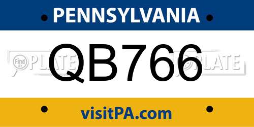 QB766 Pennsylvania License Plate