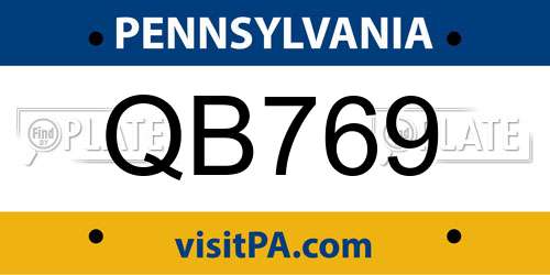 QB769 Pennsylvania License Plate
