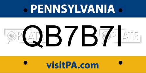 QB7B7I Pennsylvania License Plate