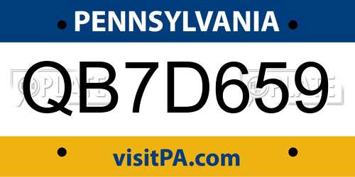 QB7D659 Pennsylvania License Plate