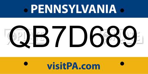 QB7D689 Pennsylvania License Plate