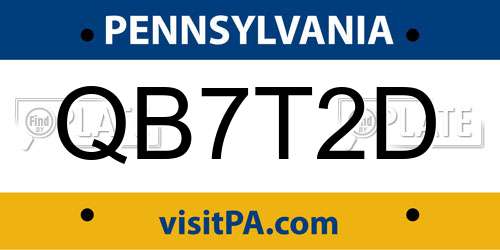 QB7T2D Pennsylvania License Plate