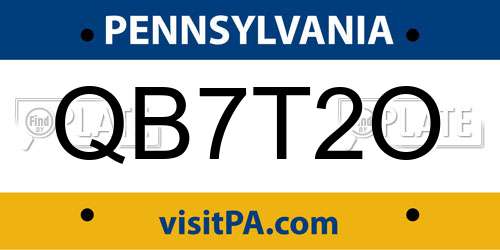 QB7T2O Pennsylvania License Plate