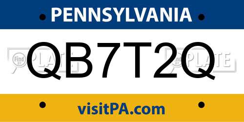 QB7T2Q Pennsylvania License Plate