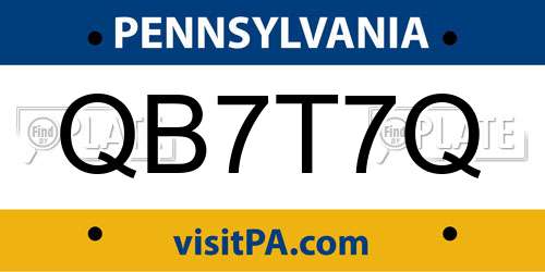 QB7T7Q Pennsylvania License Plate
