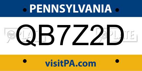 QB7Z2D Pennsylvania License Plate