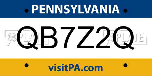 QB7Z2Q Pennsylvania License Plate