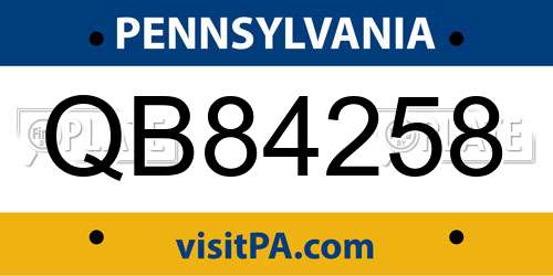 QB84258 Pennsylvania License Plate