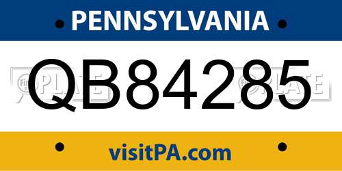 QB84285 Pennsylvania License Plate