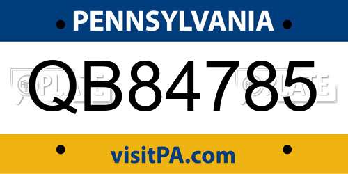 QB84785 Pennsylvania License Plate