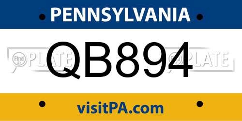 QB894 Pennsylvania License Plate