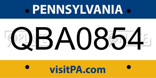 QBA0854 Pennsylvania License Plate