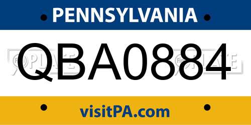 QBA0884 Pennsylvania License Plate