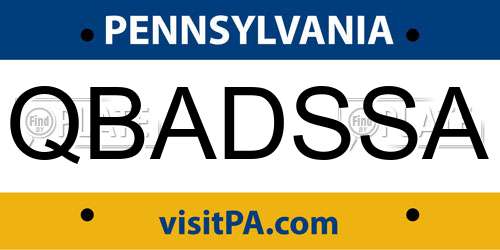 QBADSSA Pennsylvania License Plate