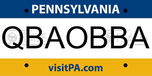 QBAOBBA Pennsylvania License Plate