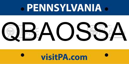 QBAOSSA Pennsylvania License Plate
