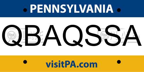 QBAQSSA Pennsylvania License Plate
