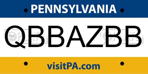 QBBAZBB Pennsylvania License Plate