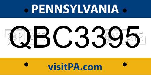 QBC3395 Pennsylvania License Plate