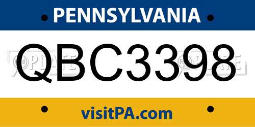 QBC3398 Pennsylvania License Plate
