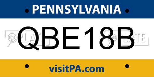 QBE18B Pennsylvania License Plate