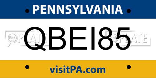 QBEI85 Pennsylvania License Plate