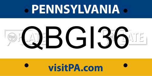 QBGI36 Pennsylvania License Plate