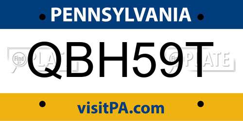 QBH59T Pennsylvania License Plate