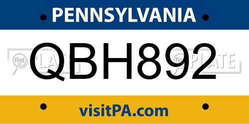 QBH892 Pennsylvania License Plate