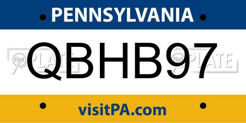 QBHB97 Pennsylvania License Plate