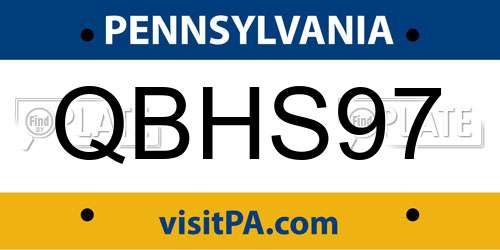 QBHS97 Pennsylvania License Plate