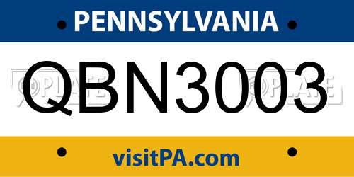 QBN3003 Pennsylvania License Plate