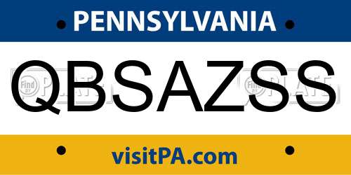 QBSAZSS Pennsylvania License Plate