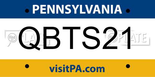 QBTS21 Pennsylvania License Plate