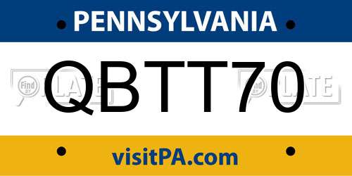 QBTT70 Pennsylvania License Plate